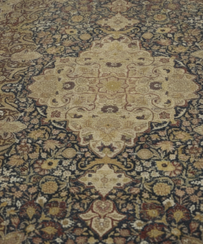 10′ x 15′ Navy Fine Hand-Knotted Persian Lavar Kerman Rug – Traditional Wool