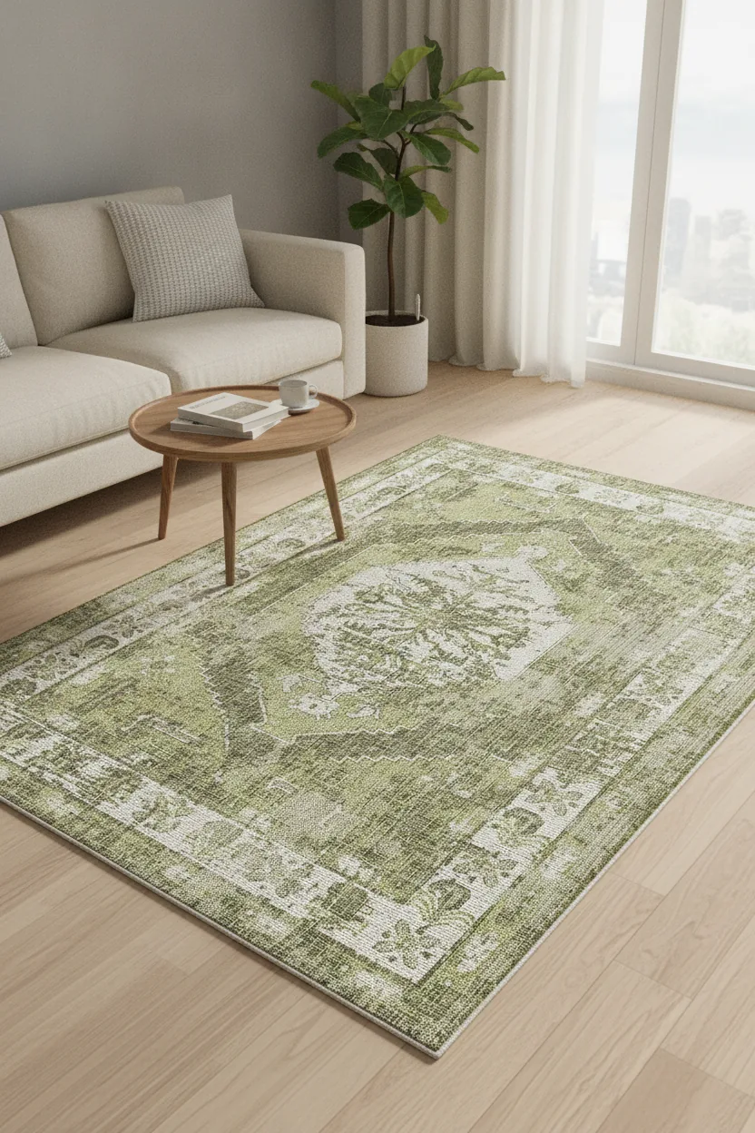 5' 3 x 8' Easy-Clean Traditional Indoor / Outdoor Rug — in room