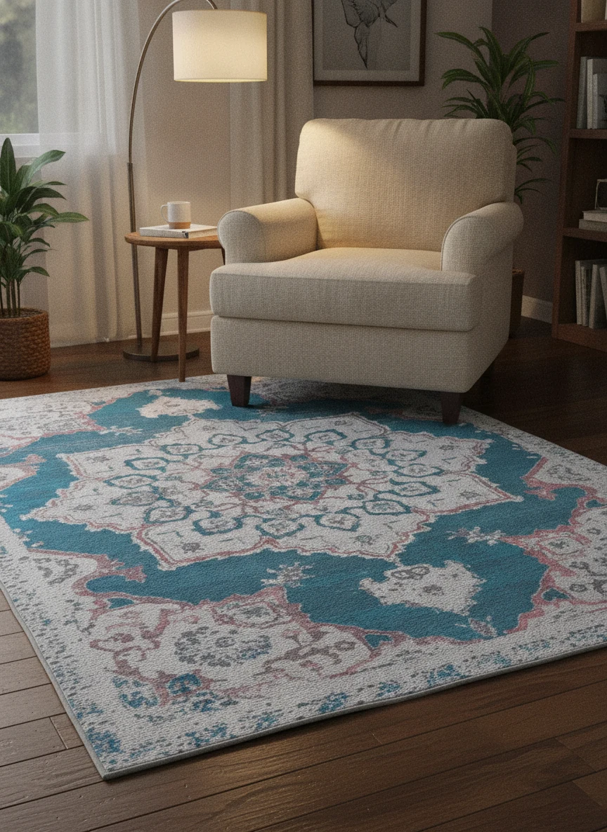 7' 10 x 11' Washable Francesca Rug — in room second angle