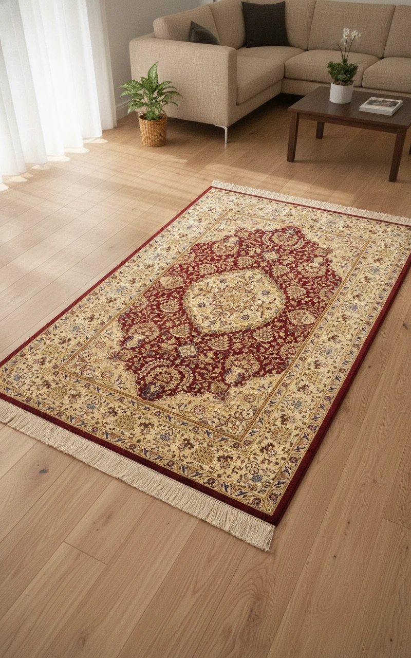 3-3-x-4-10-ghom-silk-rug-in-room-eye-level-6 3' 3 x 4' 10 Ghom Silk Rug — in room eye level