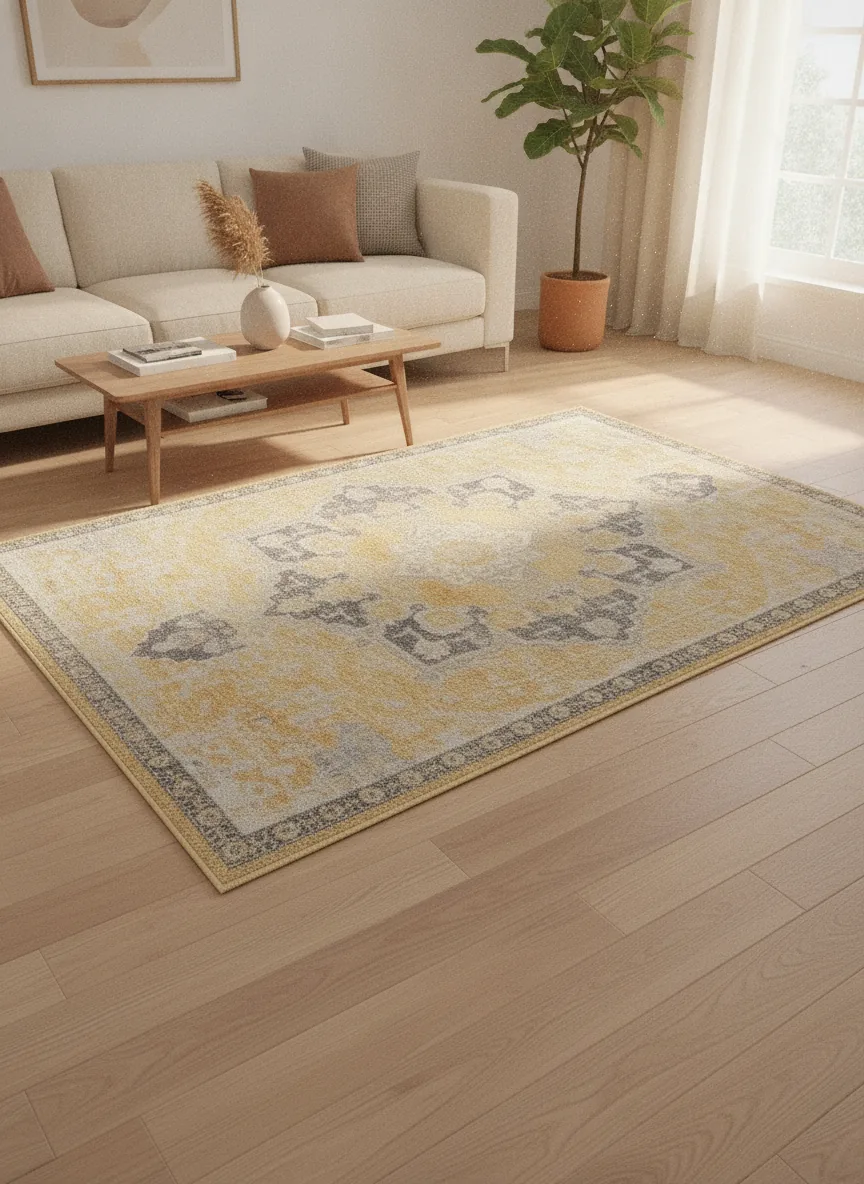 Yellow Rug new — in room